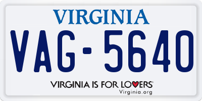 VA license plate VAG5640