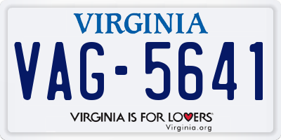 VA license plate VAG5641