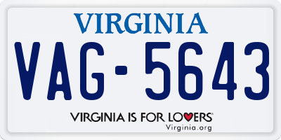 VA license plate VAG5643