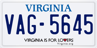 VA license plate VAG5645
