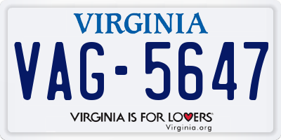 VA license plate VAG5647