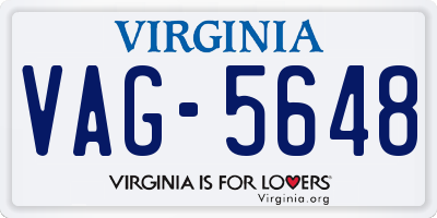 VA license plate VAG5648