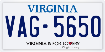 VA license plate VAG5650