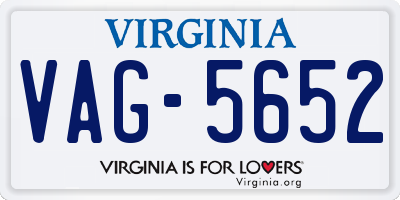 VA license plate VAG5652