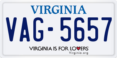 VA license plate VAG5657