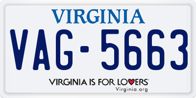 VA license plate VAG5663