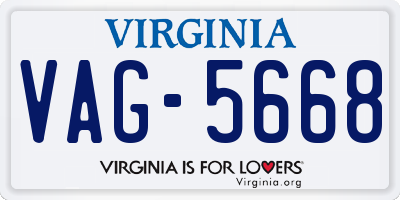 VA license plate VAG5668