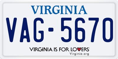 VA license plate VAG5670