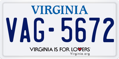 VA license plate VAG5672