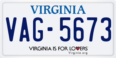 VA license plate VAG5673