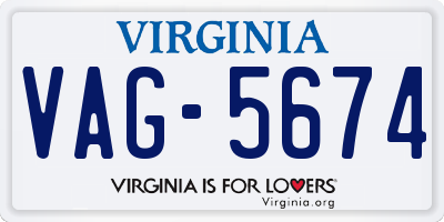 VA license plate VAG5674