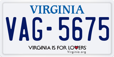 VA license plate VAG5675