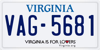 VA license plate VAG5681