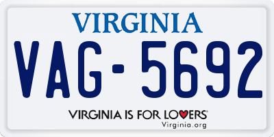 VA license plate VAG5692