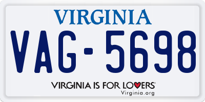 VA license plate VAG5698
