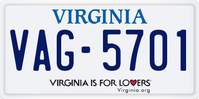 VA license plate VAG5701