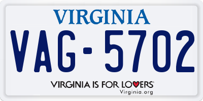 VA license plate VAG5702