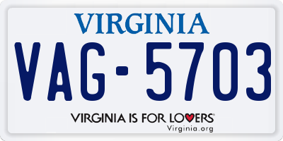 VA license plate VAG5703