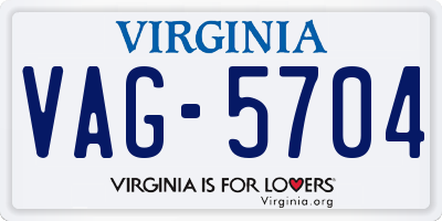 VA license plate VAG5704