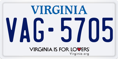 VA license plate VAG5705