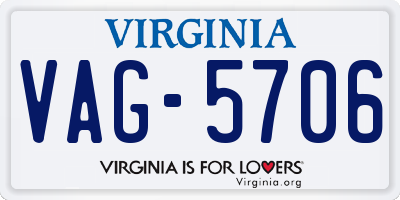 VA license plate VAG5706