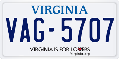 VA license plate VAG5707