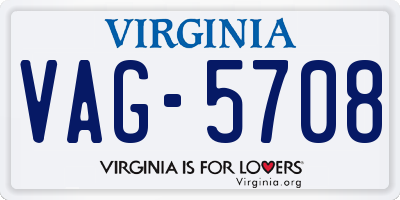 VA license plate VAG5708
