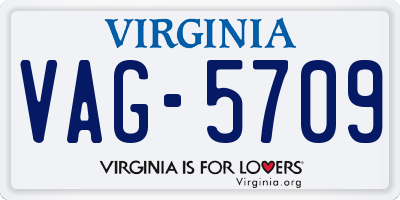 VA license plate VAG5709