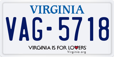 VA license plate VAG5718
