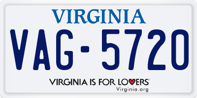 VA license plate VAG5720