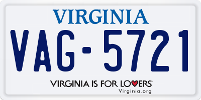 VA license plate VAG5721