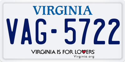 VA license plate VAG5722