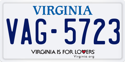 VA license plate VAG5723