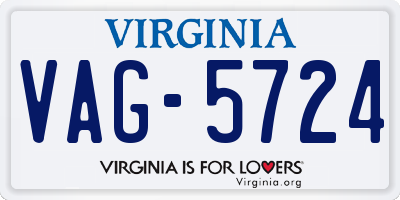 VA license plate VAG5724