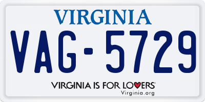 VA license plate VAG5729