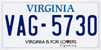 VA license plate VAG5730