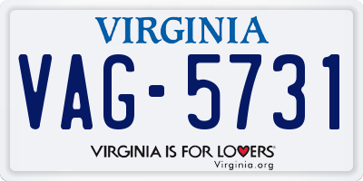 VA license plate VAG5731