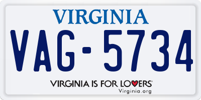 VA license plate VAG5734
