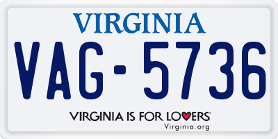 VA license plate VAG5736