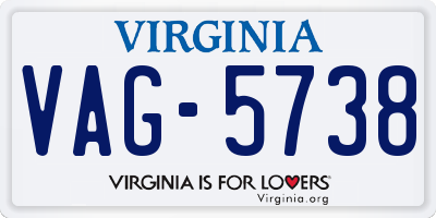 VA license plate VAG5738