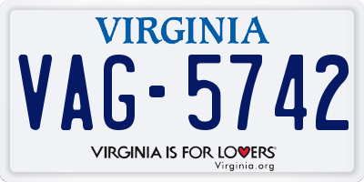 VA license plate VAG5742