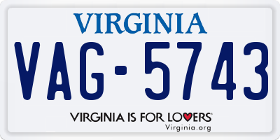 VA license plate VAG5743