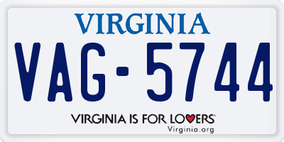 VA license plate VAG5744