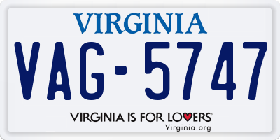 VA license plate VAG5747