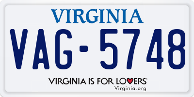 VA license plate VAG5748