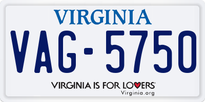 VA license plate VAG5750