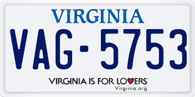 VA license plate VAG5753