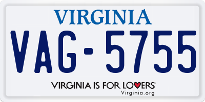 VA license plate VAG5755