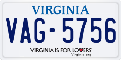 VA license plate VAG5756