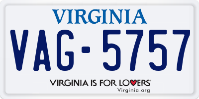 VA license plate VAG5757